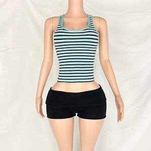 Danskin Striped Racerback Tank Top in Blue and Black